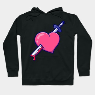 Heart Stabbed Heart Cartoon Hoodie